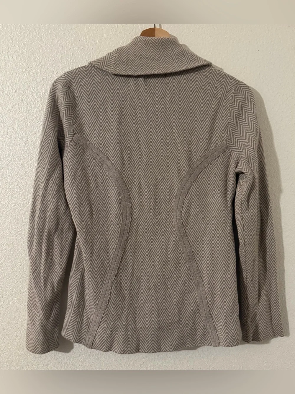 Anthropologie Rosie Neira Herringbone Knit Blazer 88% Cotton Size Large